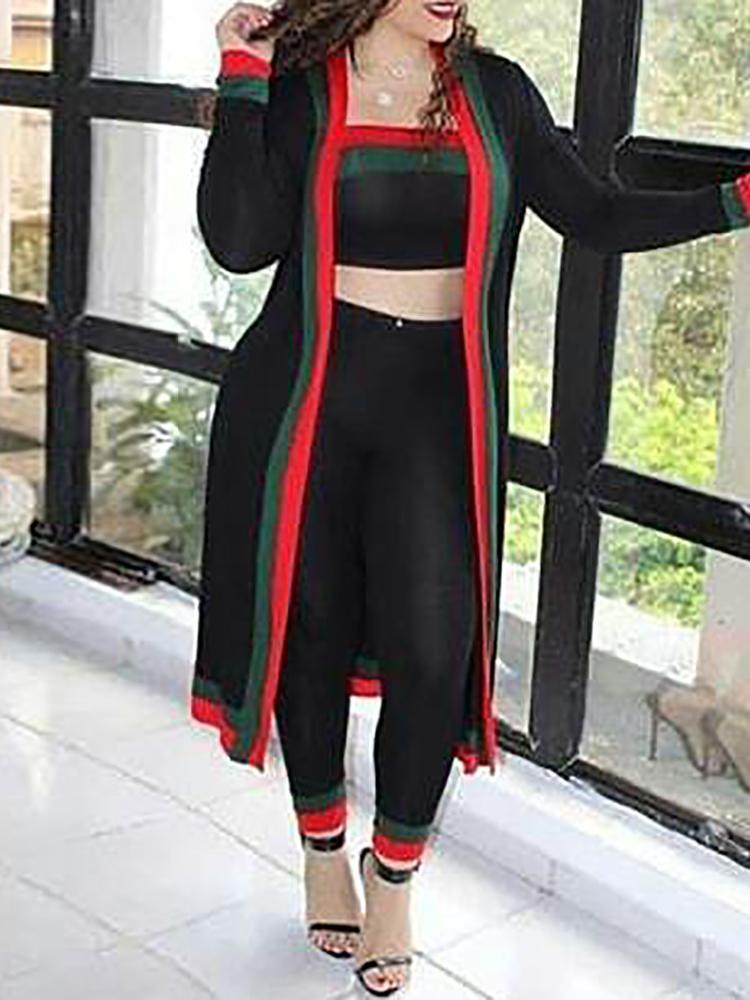 Contrast Stripe Three-piece Pants Set - DadHats2ow6ix