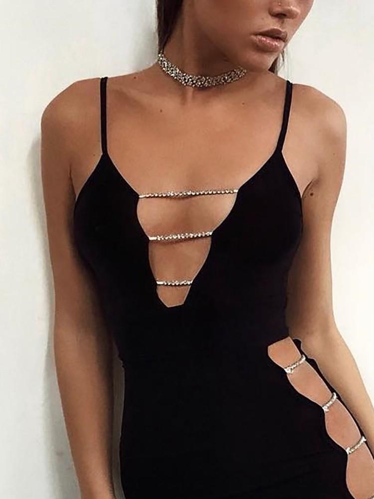 Ladder Chains Design Mini Slip Dress - DadHats2ow6ix