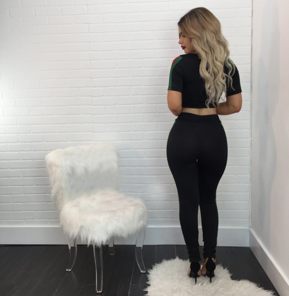 Trendy Contrast Color Cropped Slinky Pantsuit - DadHats2ow6ix