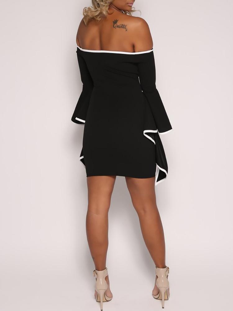 Sexy Contrast Binding Flared Bodycon Dress - DadHats2ow6ix