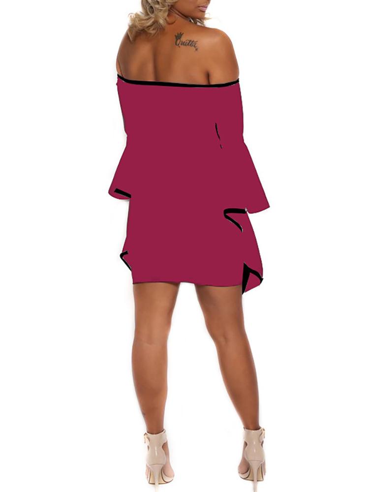 Sexy Contrast Binding Flared Bodycon Dress - DadHats2ow6ix