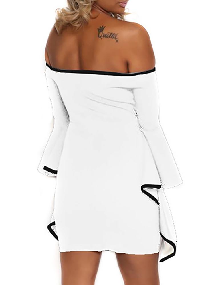 Sexy Contrast Binding Flared Bodycon Dress - DadHats2ow6ix