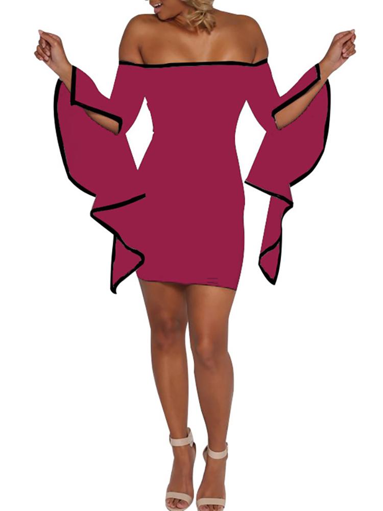 Sexy Contrast Binding Flared Bodycon Dress - DadHats2ow6ix