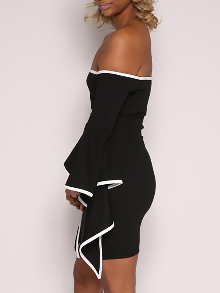 Sexy Contrast Binding Flared Bodycon Dress - DadHats2ow6ix