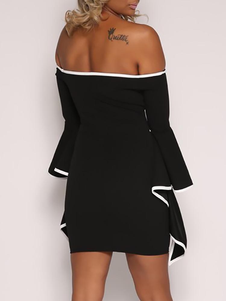 Sexy Contrast Binding Flared Bodycon Dress - DadHats2ow6ix