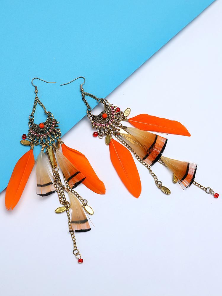 Feather Long Tassel Bohemian Jewelry Earrings - DadHats2ow6ix