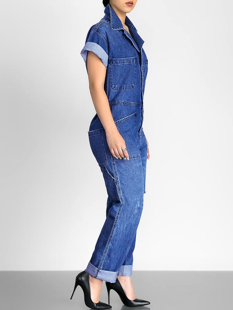 Oversize Denim Casual Jumpsuit - DadHats2ow6ix