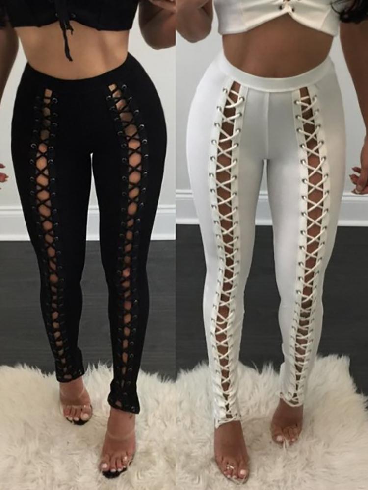 Stylish Hip Lift Lace-up Skinny Pants - DadHats2ow6ix