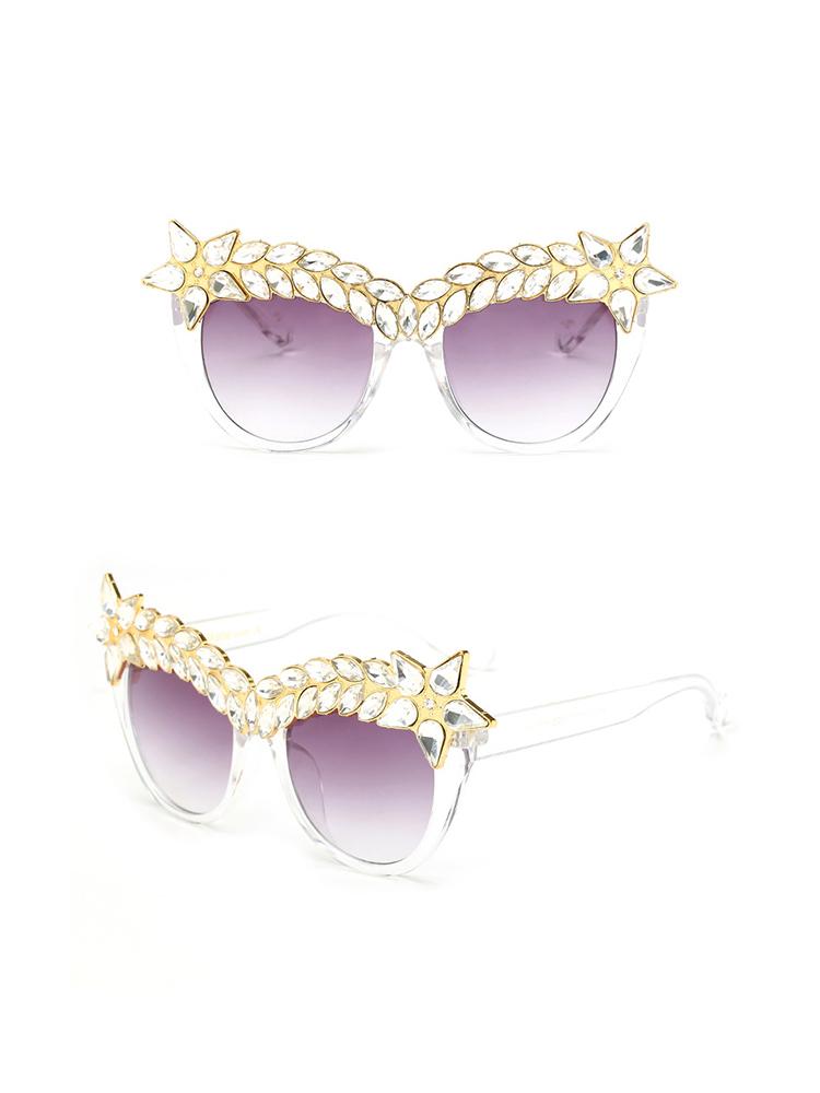 Shiny Embellished Frame Sunglasses - DadHats2ow6ix