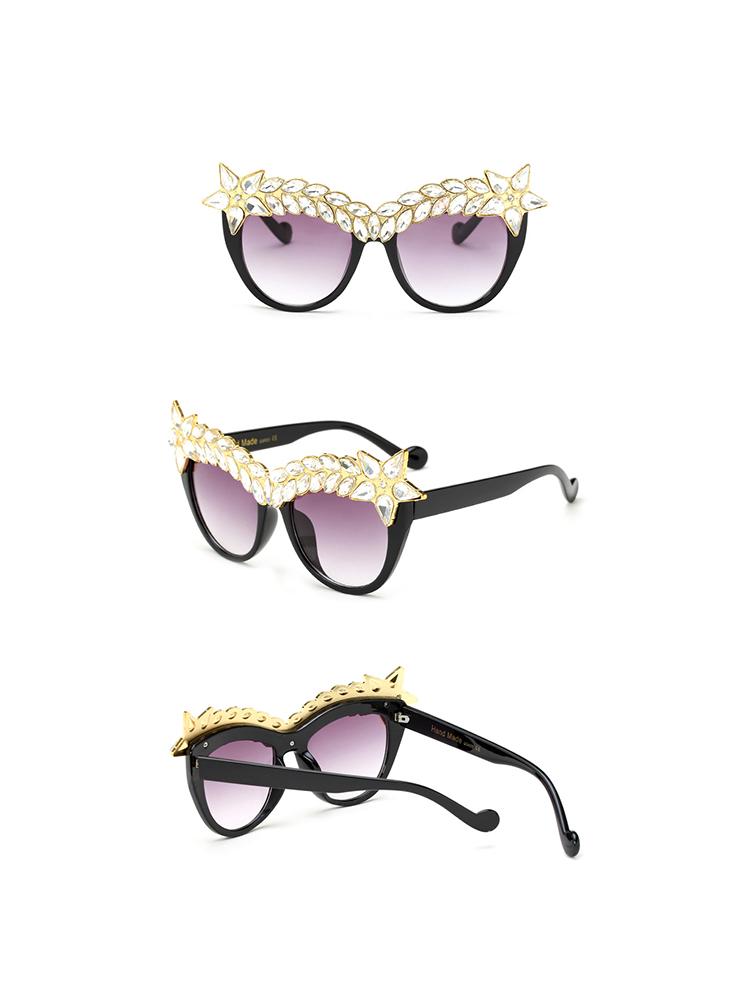 Shiny Embellished Frame Sunglasses - DadHats2ow6ix