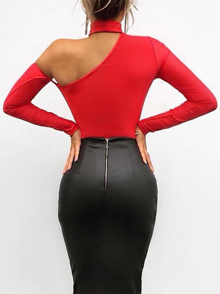 Halter Cut Out Long Sleeve Bodysuit - DadHats2ow6ix