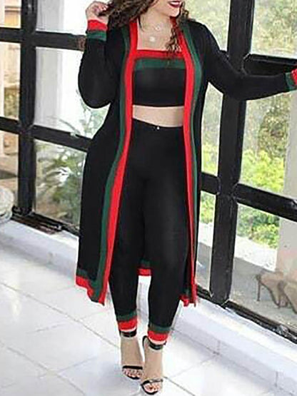 Contrast Stripe Three-piece Pants Set - DadHats2ow6ix
