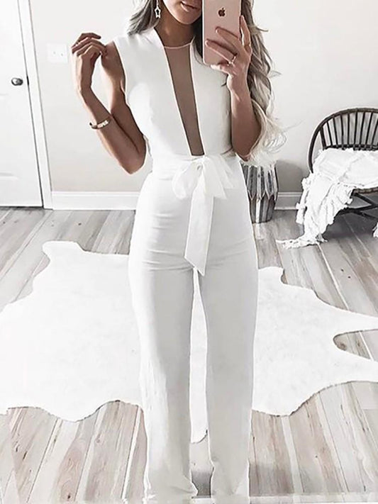 Button Detail Cutout Back Wide Leg Jumpsuit - DadHats2ow6ix