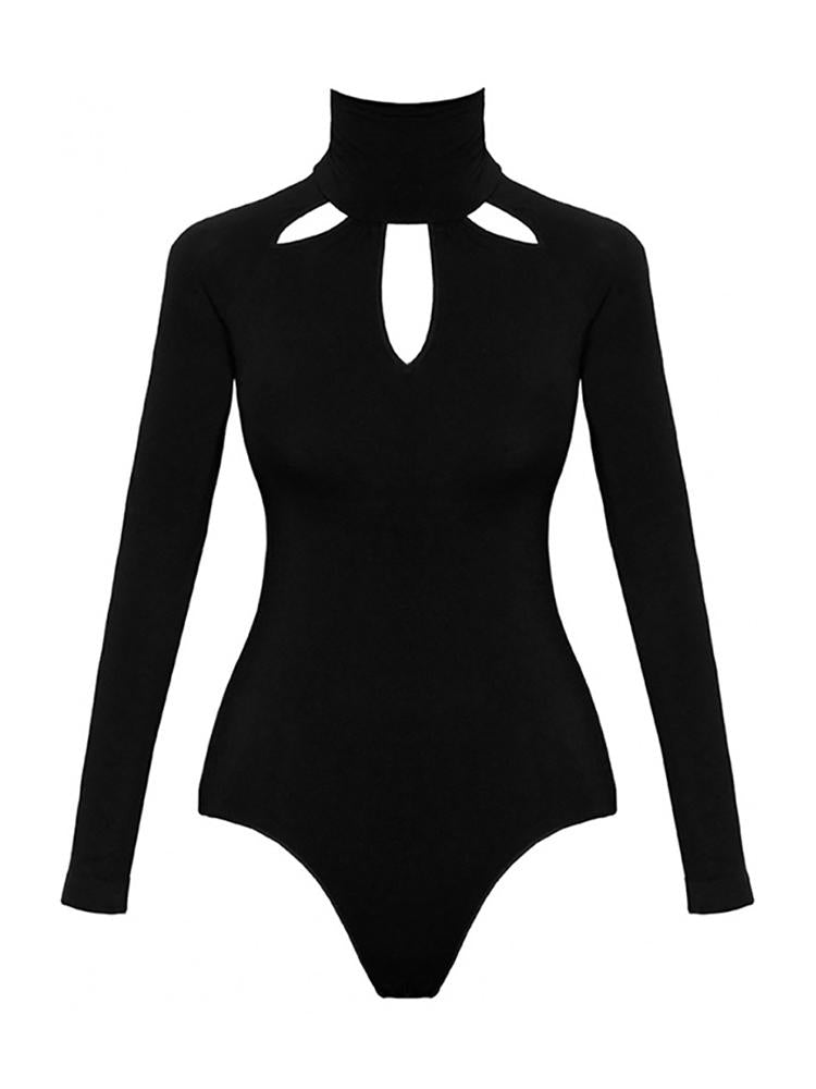 Cutout Front Long Sleeve Bodysuit - DadHats2ow6ix