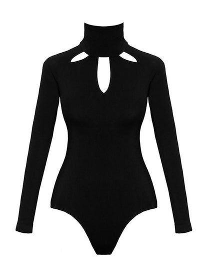 Cutout Front Long Sleeve Bodysuit - DadHats2ow6ix