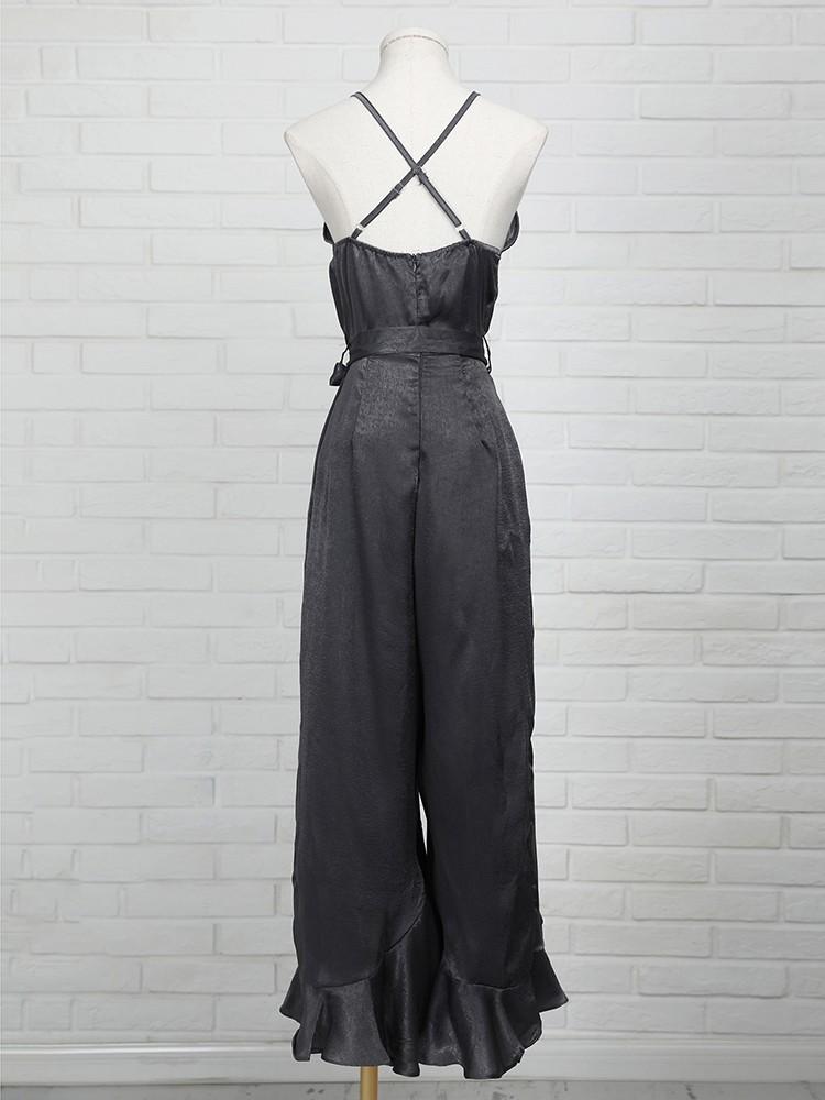 Sexy Cowl Neck Ruffles Hem Wide Leg Jumpsuit - DadHats2ow6ix