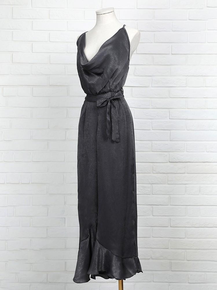 Sexy Cowl Neck Ruffles Hem Wide Leg Jumpsuit - DadHats2ow6ix