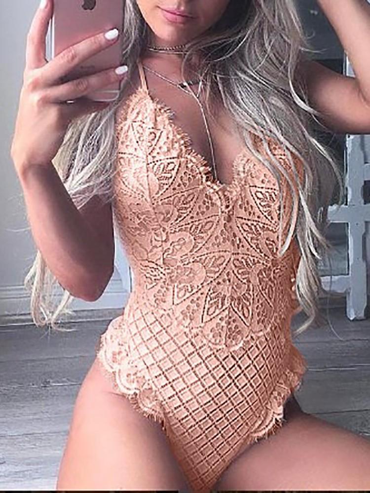 Seductive Lace Eyelash Fringe Slinky Romper - DadHats2ow6ix