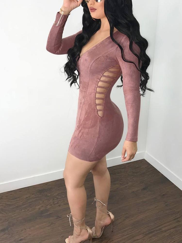 Deep V Ladder Cutout Mini Dress - DadHats2ow6ix