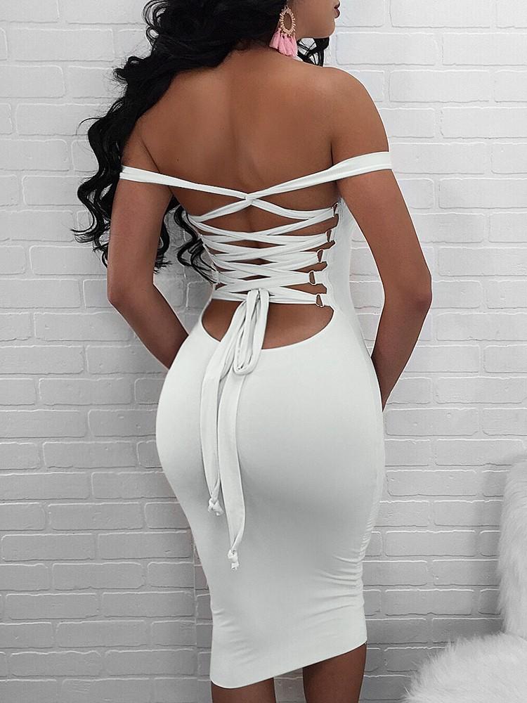 Sexy Bandage Strappy Back Bodycon Dress - DadHats2ow6ix