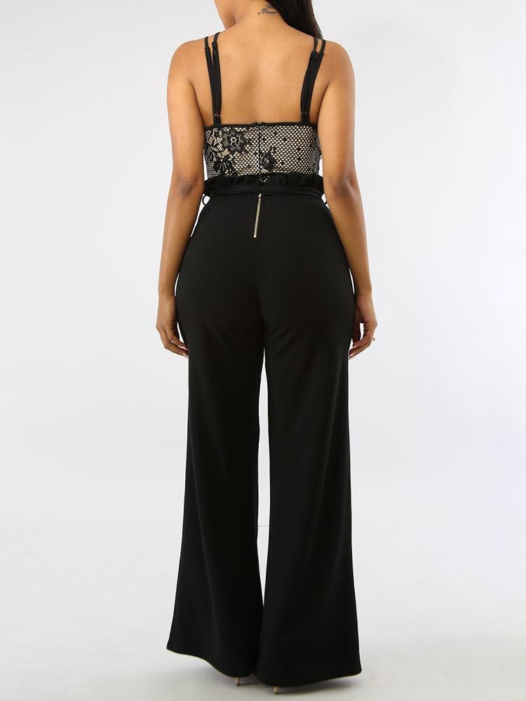 Solid Frills Belted Wide Leg Pants - DadHats2ow6ix