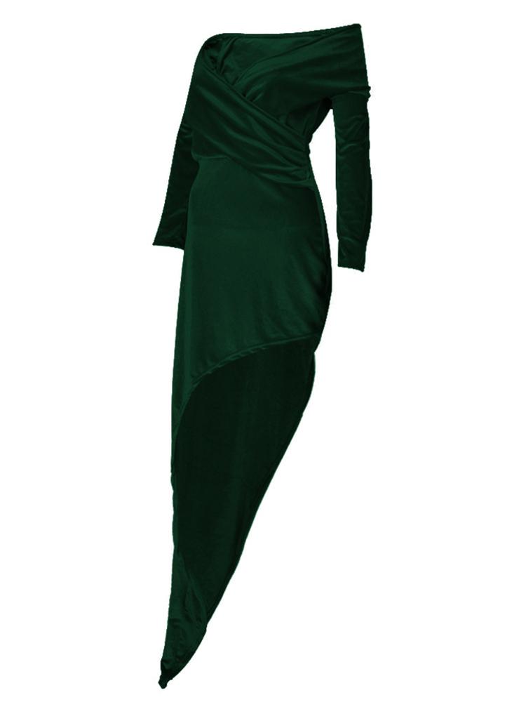 Velvet Ruched Wrapped Irregular Dress - DadHats2ow6ix