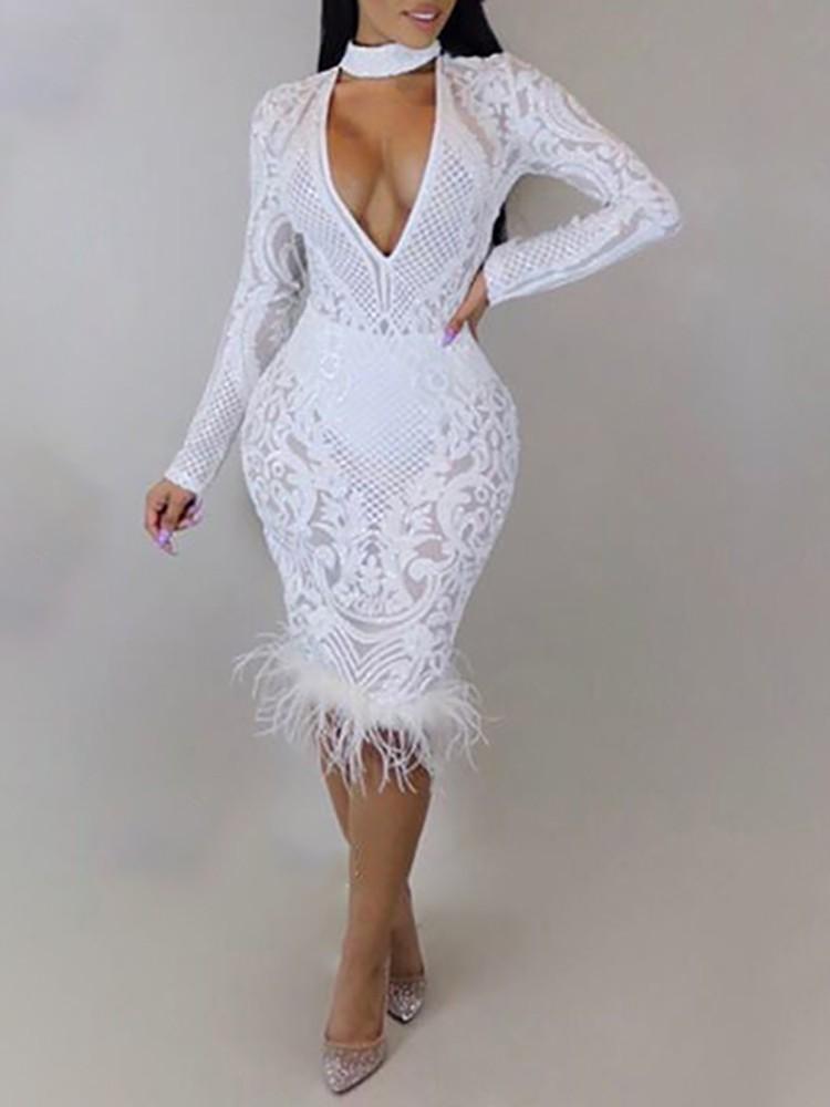 Sexy Sequins Crochet Bodycon Dress - DadHats2ow6ix