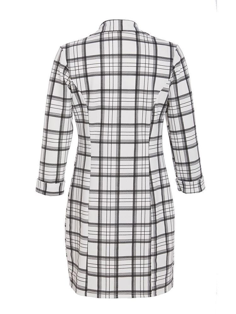 Plunge Grid Double Breasted Blazer Dress - DadHats2ow6ix