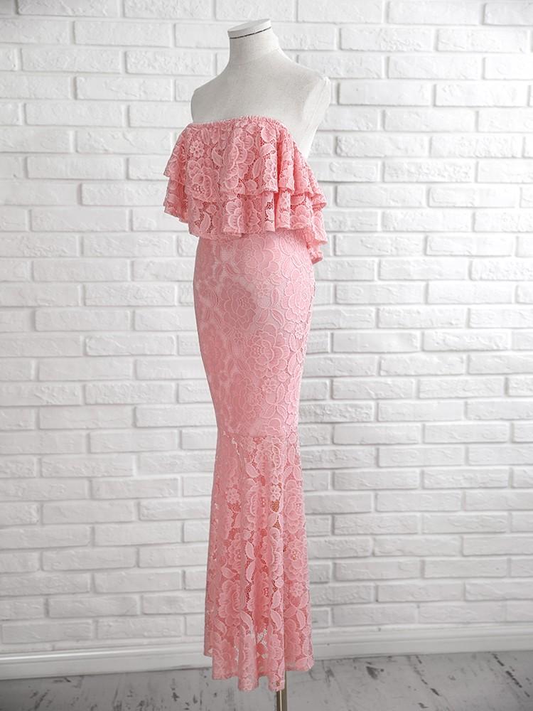 Solid Lace Ruffles Layered Fishtail Maxi Dress - DadHats2ow6ix