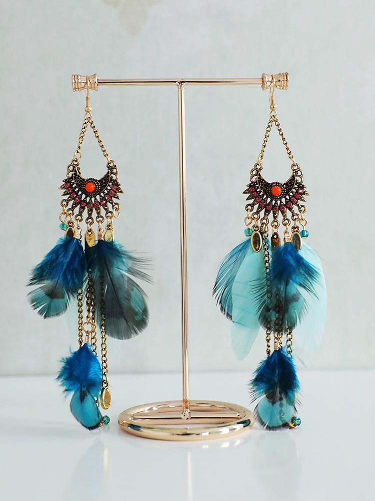 Feather Long Tassel Bohemian Jewelry Earrings - DadHats2ow6ix