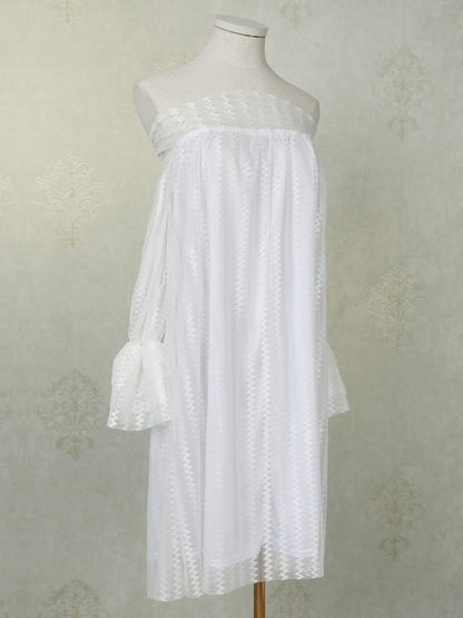 Off Shoulder Lace Flared Sleeve Casual Dress - DadHats2ow6ix
