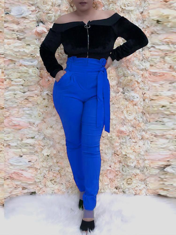 High Waist Belted Pencil Pants - DadHats2ow6ix