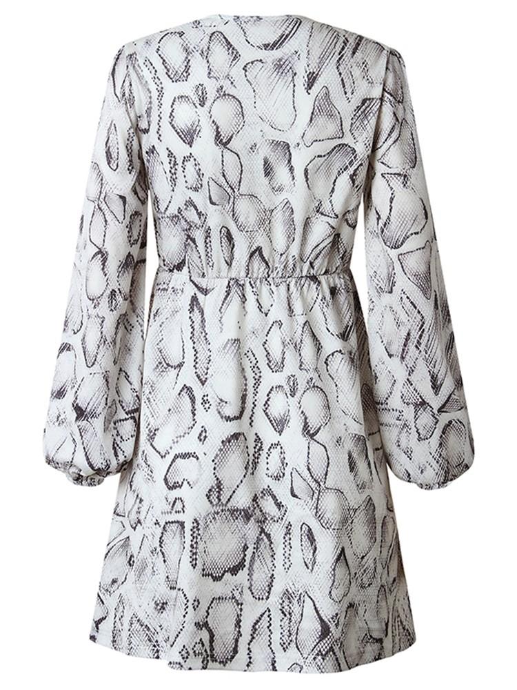 Snakeskin Print Button Design Casual Dress - DadHats2ow6ix