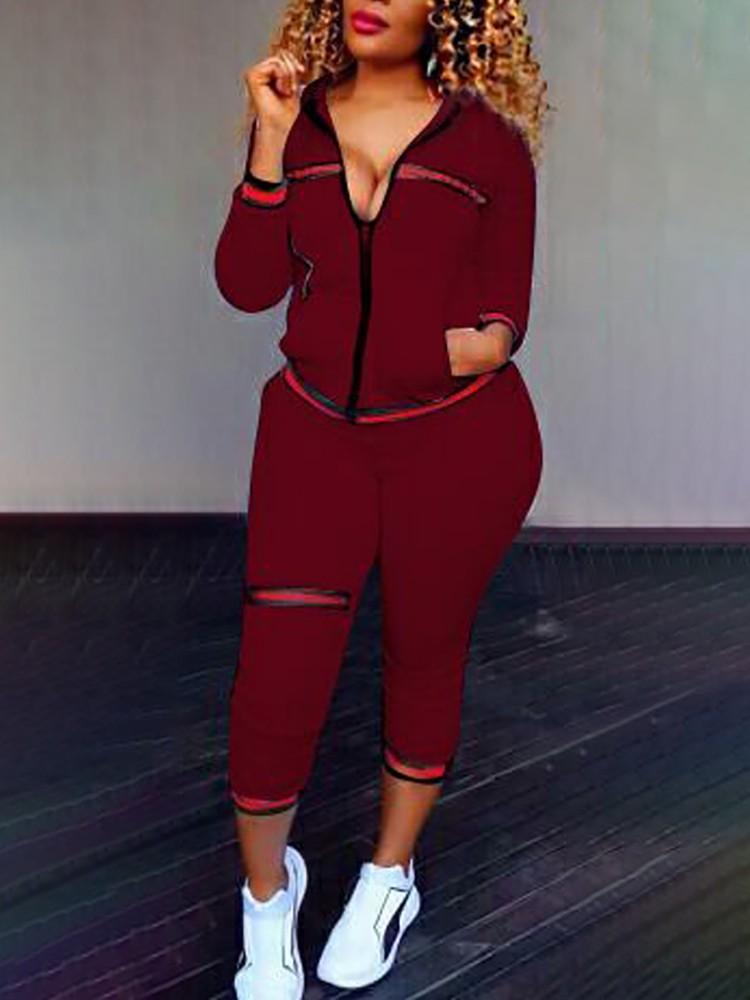 Trendy Zipper Up Casual Pantsuit - DadHats2ow6ix