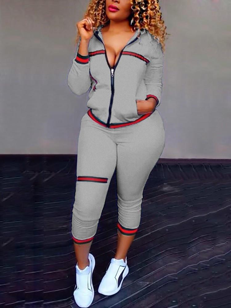 Trendy Zipper Up Casual Pantsuit - DadHats2ow6ix