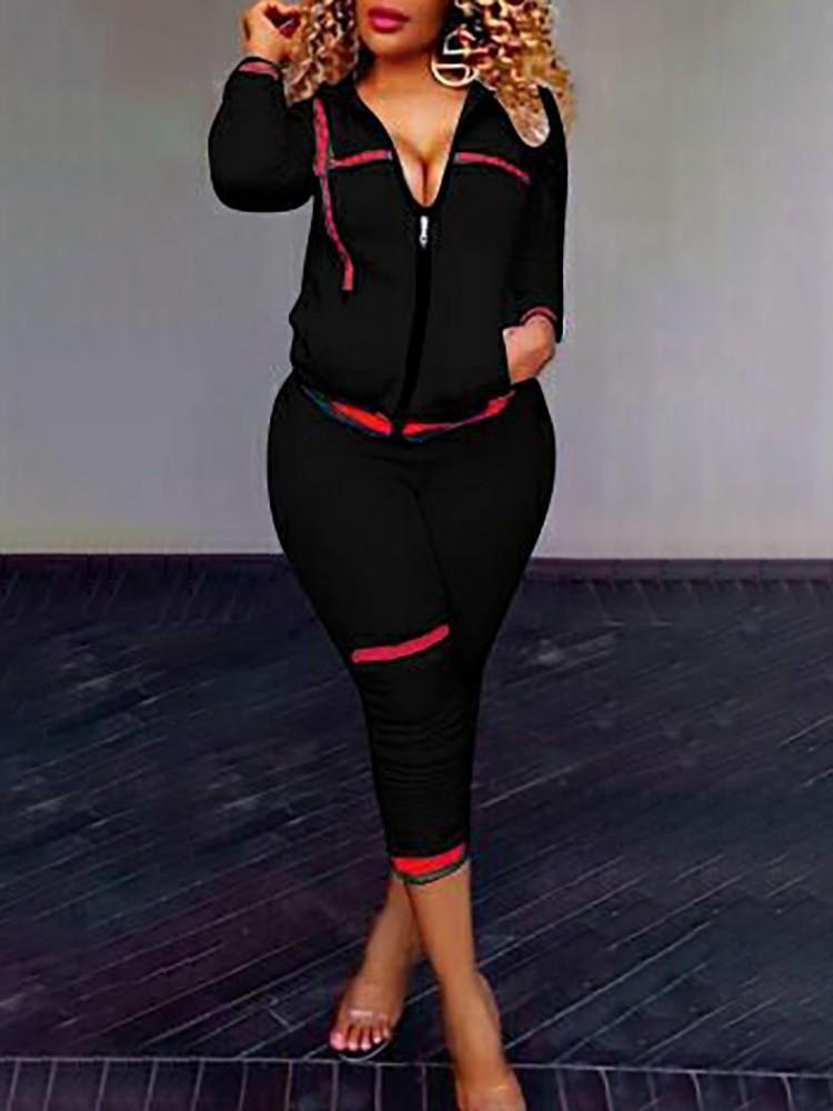 Trendy Zipper Up Casual Pantsuit - DadHats2ow6ix