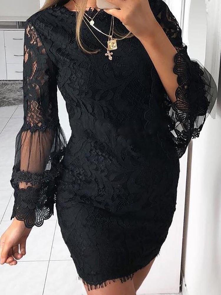 Guipure Lace Mesh Splicing Sheath Dress - DadHats2ow6ix