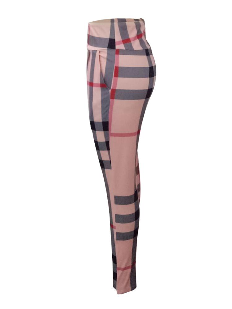 Woman Plaid High Waist Slinky Pencil Pants - DadHats2ow6ix