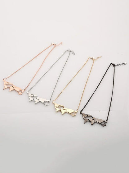 Fashion Alloy Plated Map Shaped Chains Necklace - DadHats2ow6ix