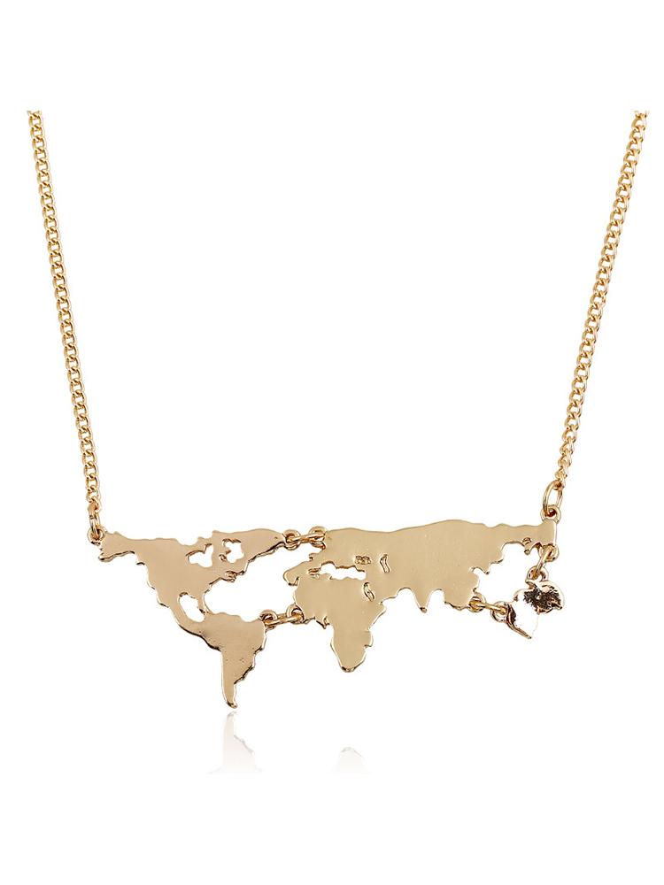 Fashion Alloy Plated Map Shaped Chains Necklace - DadHats2ow6ix