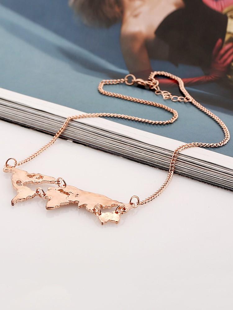 Fashion Alloy Plated Map Shaped Chains Necklace - DadHats2ow6ix