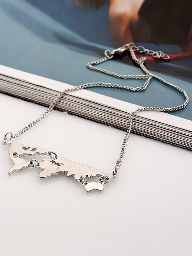 Fashion Alloy Plated Map Shaped Chains Necklace - DadHats2ow6ix