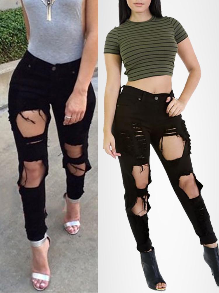 High Waist Destroyed Skinny Jeans - DadHats2ow6ix