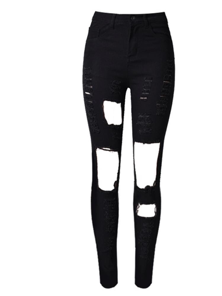 High Waist Destroyed Skinny Jeans - DadHats2ow6ix