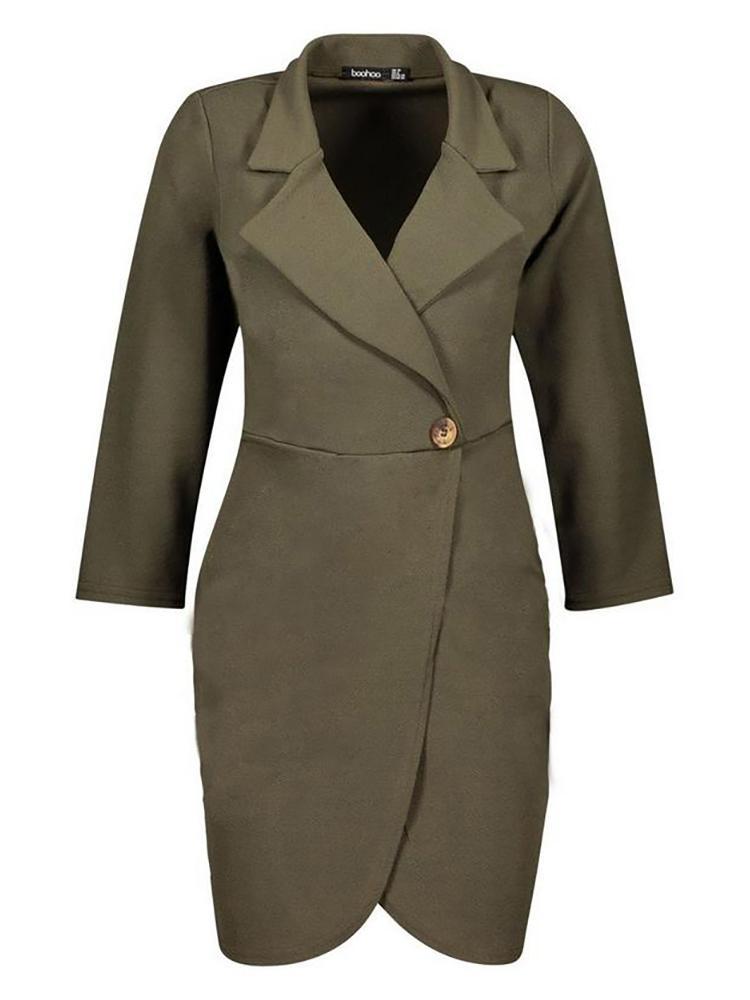 Single Button Ruched Blazer Dress - DadHats2ow6ix