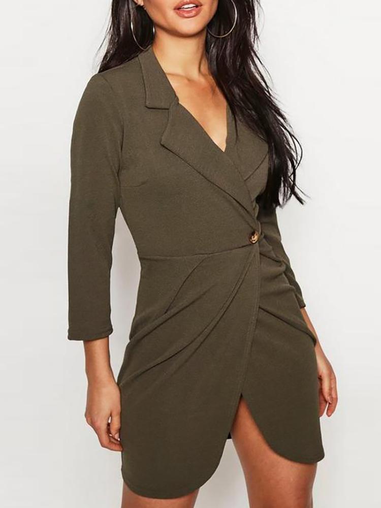 Single Button Ruched Blazer Dress - DadHats2ow6ix