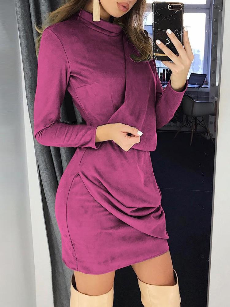 Long Sleeve Wrap Irregular Mini Dress - DadHats2ow6ix