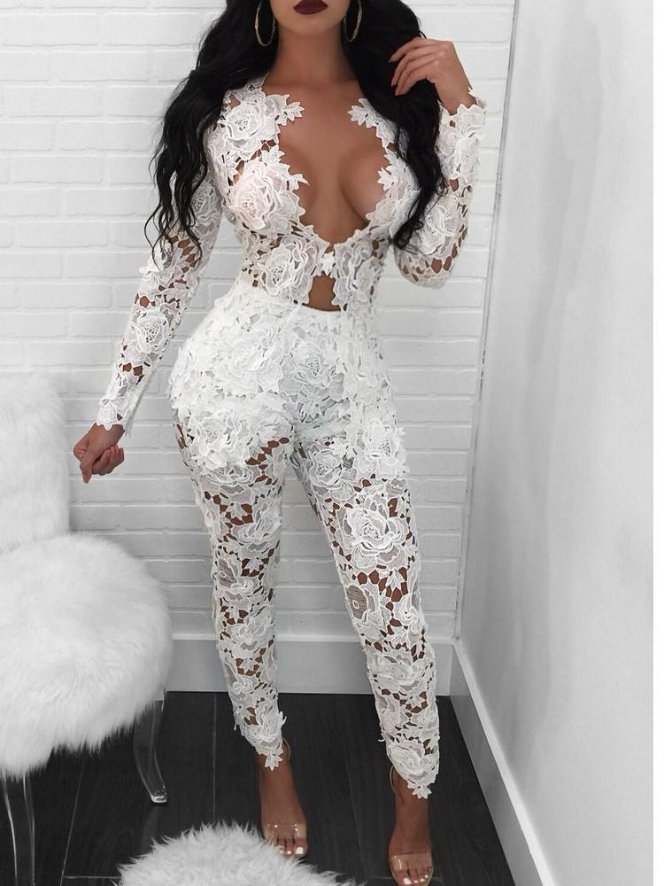 Lace Crochet Open Front Blazer Pants Set - DadHats2ow6ix