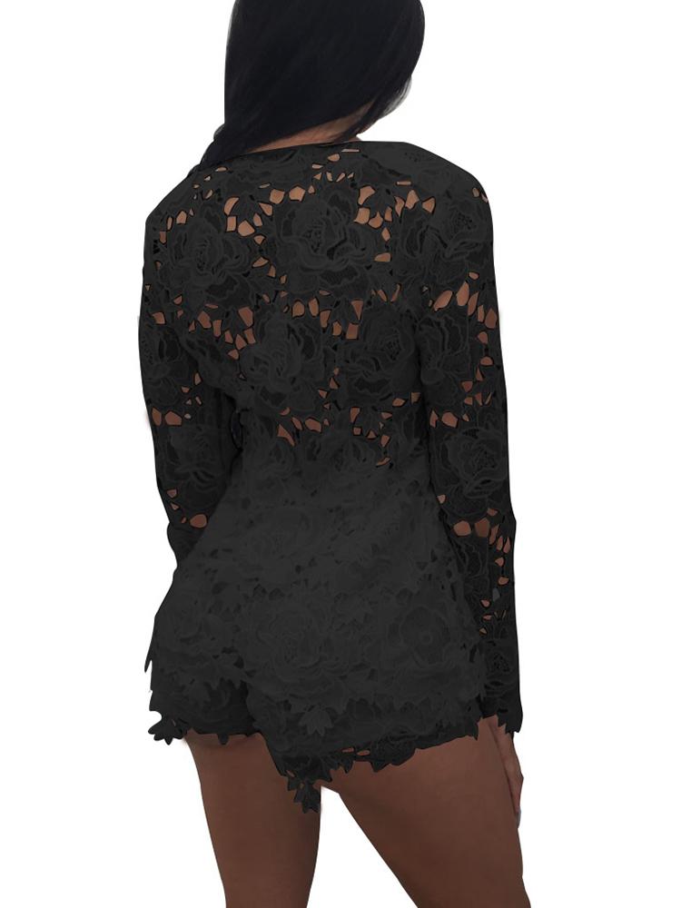 Sexy Open Front Lace Crochet Short Twinset - DadHats2ow6ix