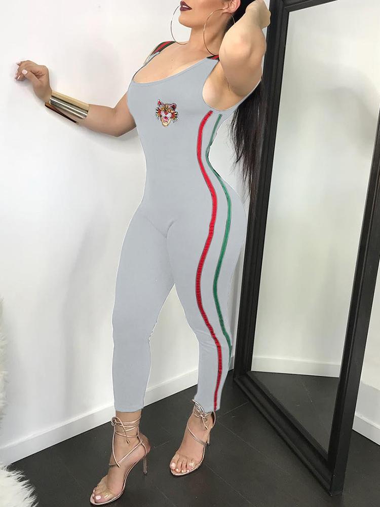 Striped Tape Side Slinky Jumpsuit - DadHats2ow6ix